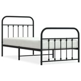 Metalni okvir kreveta uzglavlje i podnožje crni 90 x 200 cm | shoptok.hr