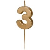 PARTY DECO svečka za rojstni dan številka 3, zlata, velikost 4,5 cm Cene