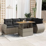  6-dijelni set vrtnih sofa od poliratana s jastucima sivi | shoptok.hr