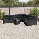 vidaXL 11-dijelni set vrtnih sofa od poliratana s jastucima crni | shoptok.hr