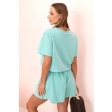 Kesi Włoski Women's cotton set with wide shorts mint | Shoptok.si
