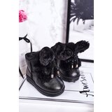 FR1 Children's Snow Boots Insulated With Fur With Ears Black Bunny | Shoptok.si