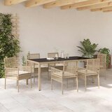  Vrtni set za objed 7 kom. Bež poliratan 190 x 90 x 75 cm | shoptok.hr