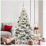 vidaXL Umjetno božićno drvce s stalakom Bijelo 180 cm PE i PVC - 180 cm Bijelo s LED-ima i zlatnim/brončanim lopticama Cijene