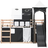  Krevet na kat s toboganom i zavjesama bijelo-crni 80 x 200 cm | shoptok.hr