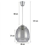 Brilagi LED luster na sajli R GLASS 1xE27/60W/230V prečnik 26 cm srebrna/dimno siva | Eponuda.com