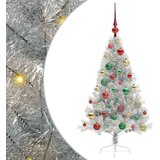  Umjetna preddekorirana božićna jelka srebrna 120 cm PET | Shoptok.si