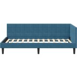  Kutni okvir kreveta s uzglavljem Plava 100 x 200 cm Baršun | shoptok.hr