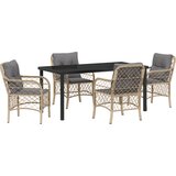 vidaXL 5-dijelni set vrtne blagovaonice sa jastučićima bež poli ratan | shoptok.hr