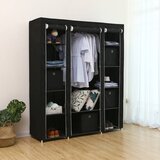  Tkaninski ormar za odlaganje sa policama i šipkom za vešanje MATIS 150x175 cm crna | Eponuda.com