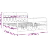  Metalni okvir kreveta uzglavlje i podnožje bijeli 183x213 cm | shoptok.hr