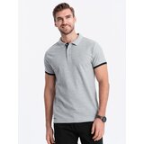 Ombre Men's cotton polo shirt - light grey Cijene
