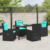  Set vanjskog blagovaonskog namještaja od pet dijelova crni poli ratan | shoptok.hr
