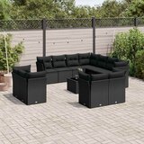  12-dijelni set vrtnih sofa od poliratana s jastucima crni | shoptok.hr