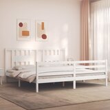vidaXL Okvir kreveta s uzglavljem bijeli 6FT bračni od masivnog drva Cijene