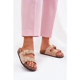 Boto Women Sandals With Buckles On Cork Sole Beige Sercele Cene