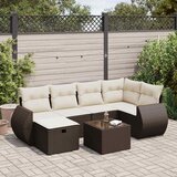 Maison Chic Seti vrtnega pohištva - Vrtna garnitura - Vrtni pohištvo set 7-delna z blazinami rjav poli ratan, (21801503) | Shoptok.si