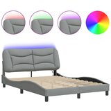 Maison Chic Posteljni okvir - Dvoposteljna postelja - Zakonska postelja z LED brez vzmetnice svetlo siv 120x200cm blago, (21695841) Cene