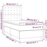  Krevet box spring s madracem LED svjetlosivi 80x200 cm tkanina | shoptok.hr