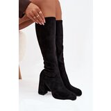 Boto Women's Boots with Stitching on Block Heel Black Brivana | Shoptok.si