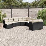  11-dijelni set vrtnih sofa od poliratana s jastucima crni | shoptok.hr