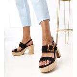 D/CEO Black block-heeled sandals adorned with a buckle Elevira | shoptok.hr