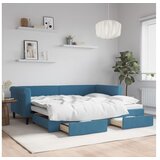 vidaXL Dnevni krevet na razvlačenje s ladicama plavi 90x200 cm baršun | shoptok.hr