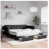 vidaXL Izvlečna dnevna postelja s predali črna 90x190 cm bla | Shoptok.si
