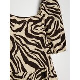 Sinsay Fit and flare midi haljina sa zebra uzorkom i puf rukavima | shoptok.hr