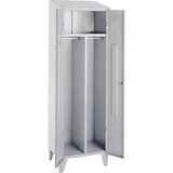 Wolf Jeklena garderobna omara z nogami, predelki v višini omare, vrata s polno steno, širina predelka 600 mm, 1 predelek, modro sive barve | Shoptok.si