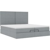 vidaXL Otomanski posteljni okvir z vzmetnicami siv 200x200 cm blago | Shoptok.si