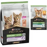 suha mačja hrana + 6 x 85 g mokre hrane gratis! - Sterilised Kitten Healthy Start losos (3 kg) + Piščanec (6 x 85 g)
