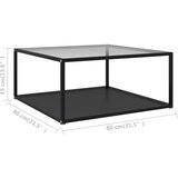 Stolić za kavu prozirni i crni 80 x 80 x 35 cm kaljeno staklo | shoptok.hr