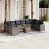 Maison Chic Seti vrtnega pohištva - Vrtna garnitura - Vrtni pohištvo set 11-delna z blazinami siv poli ratan, (21810097) | Shoptok.si