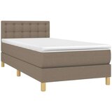  Krevet box spring s madracem LED smeđesivi 90x200 cm tkanina | shoptok.hr