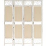 vidaXL 338559 4-Panel Room Divider Cream 140x165 cm Fabric | shoptok.hr