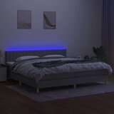  Krevet box spring s madracem LED svjetlosivi 200x200 cm tkanina | shoptok.hr