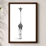 Wallxpert uramljena MDF slika 3752KACT-054, crno-bela žirafa dugog vrata na beloj pozadini, 37 x 52 cm Cene