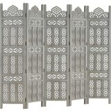 Sobna pregrada s 5 panela siva 200 x 165 cm masivno drvo manga | shoptok.hr