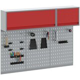  5-delni omarica za orodje in set pegboard, stenska montaža, rdeča kovina, (22048524) | Shoptok.si