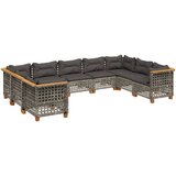 The Living Store Vrtna sedežna garnitura 9-delna z blazinami siv poli ratan - Vrtna Sedežna Garniture, (21460340) | Shoptok.si