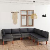The Living Store Vrtna sedežna garnitura 7-delna z blazinami poli ratan siva - Vrtna Sedežna Garnitura, (21426132) Cene