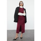 Trendyol Purple Slit Straight Cut Suede Midi Woven Dress | Shoptok.si