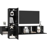  Set TV komoda s policom Zidne s pohranom s vratima 5 pcs Crni hrast Konstruirano drvo | shoptok.hr