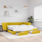  Dnevni krevet na razvlačenje s ladicama žuti 100x200 cm baršun | shoptok.hr
