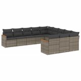  The Living Store Vrtna sedežna garnitura 11-delna z blazinami siv poli ratan - Vrtna Sedežna Garniture, (21443602) | Shoptok.si