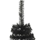 vidaXL Umjetne božićne jelke S LED lampica Crna 180 cm PVC | shoptok.hr