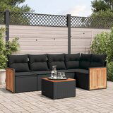 vidaXL 6-dijelni set vrtnih sofa s jastucima crni od poliratana | shoptok.hr
