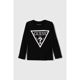 Guess Otroška bombažna majica z dolgimi rokavi črna barva | Shoptok.si