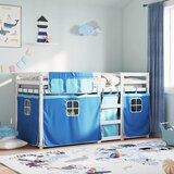  Krevet na kat sa zavjesama plavi 90x190 cm od masivne borovine | shoptok.hr